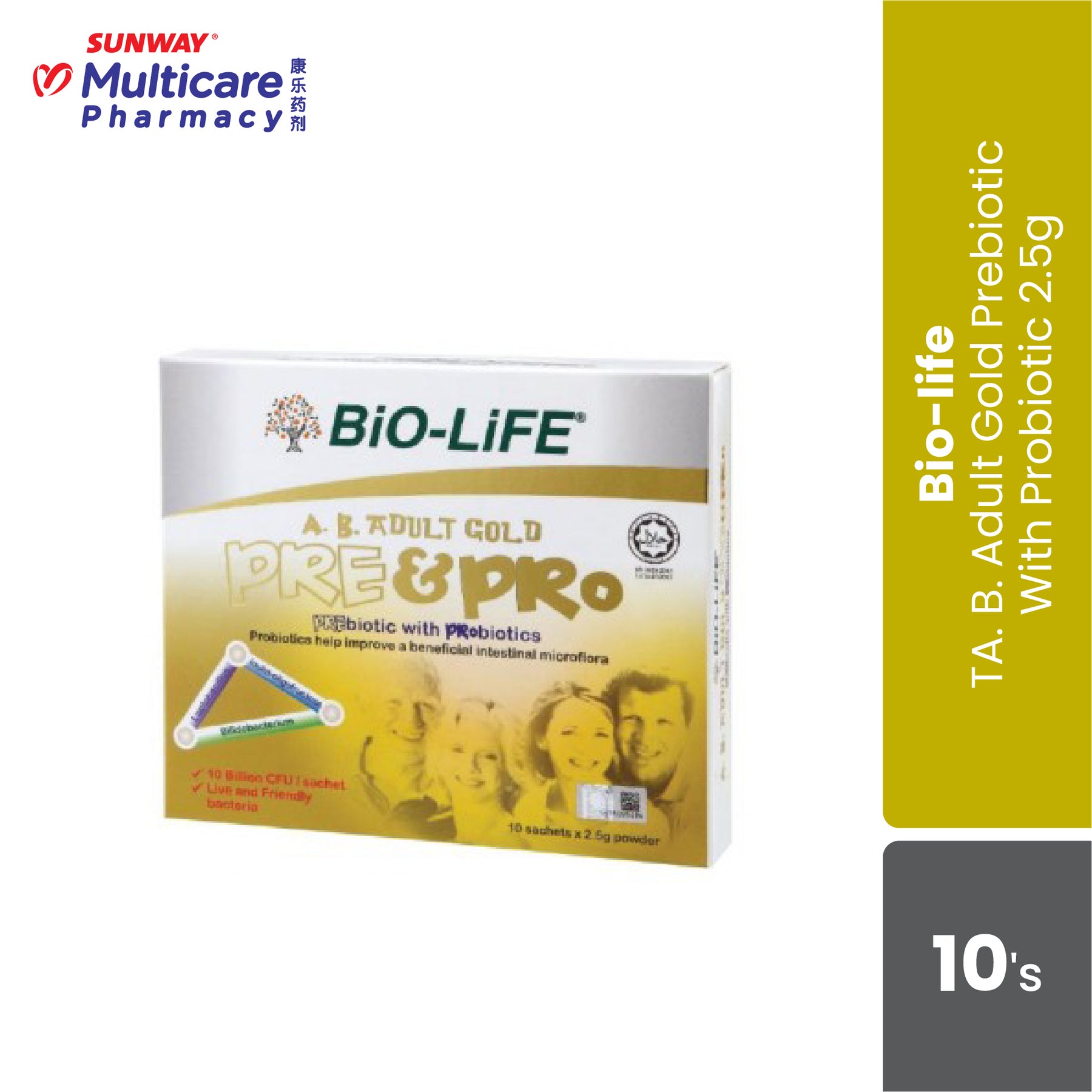 Bio-Life A.B. Pre & Pro Adult Gold 2.5G 10'S – Sunway Multicare Pharmacy