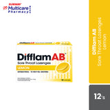 Difflam Ab Sorethroat Lozenges Lemon 12'S