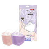 Yuka Zan Kf94 4Ply Protective Face Mask Antibacterial 3D Fit Purple & Pink 10'S