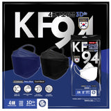 Yuka Zan Kf94 4Ply Protective Face Mask Antibacterial 3D Fit Blue & Black 10'S