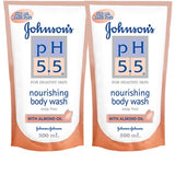 Johnsons Ph5.5 Nourishing Body Wash Almond Refill 500Mlx2