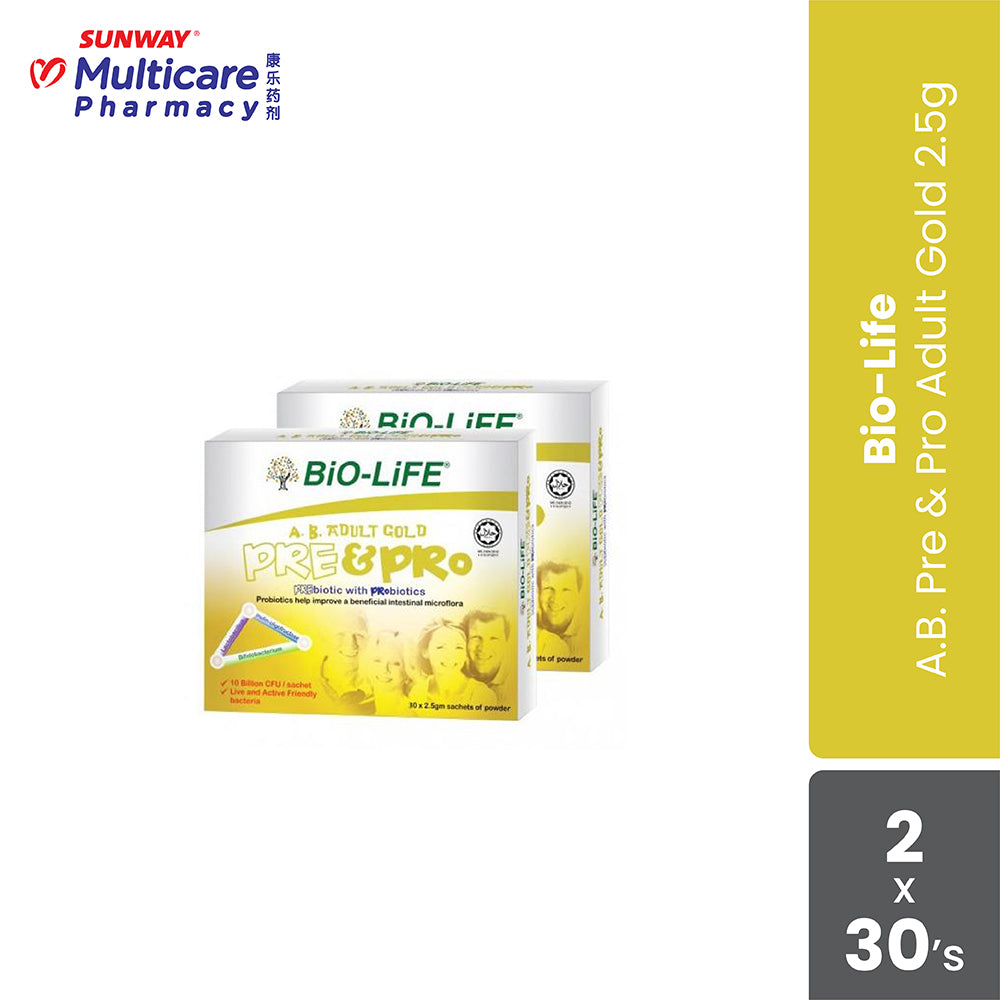 Bio-Life A.B. Pre & Pro Adult Gold 2.5G 30'Sx2 – Sunway Multicare Pharmacy