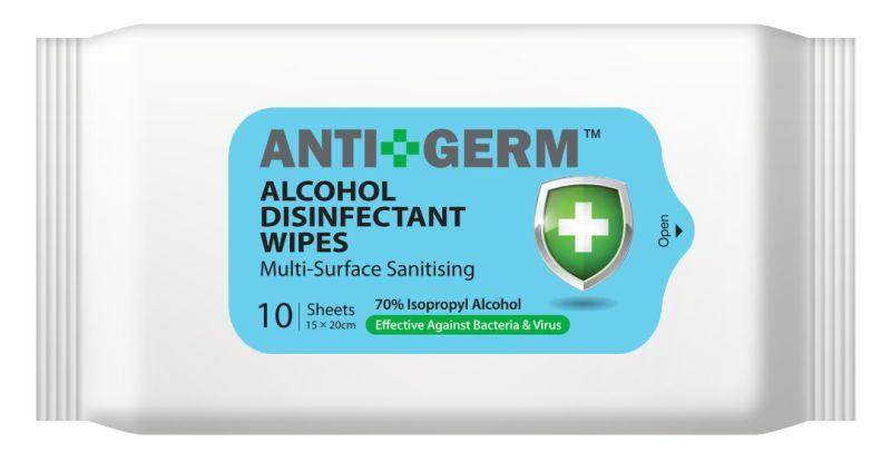 Antigerm Alcohol Disinfectant Wipes 10's 